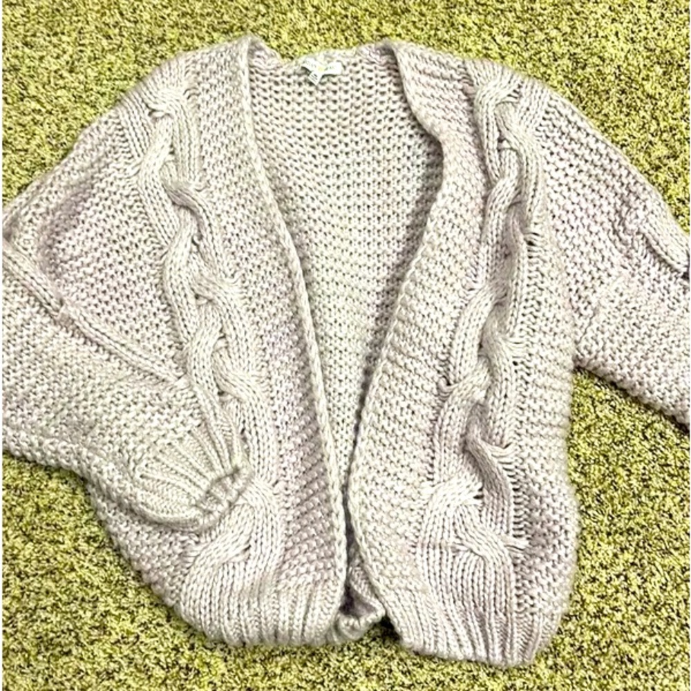 Woven Heart soft cardigan light grey Medium